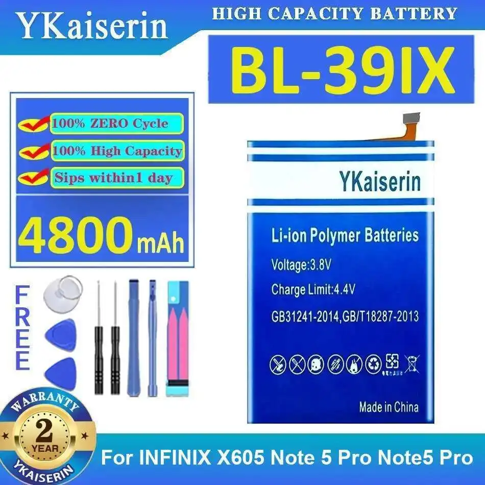 

Mobile Phone Battery Reliable Power Supply 4800Mah Safe BL-39IX For Infinix X605 Note 5 Pro Note5