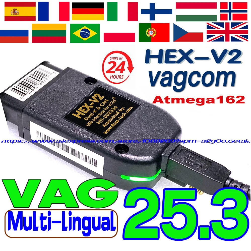

2025 Новейший сканер V25.3 VAG VAG Tool VAG KKL VCDS Кабель OBD2 Диагностический кабель Многоязычный сканер VAG HEX V2 VAGCOM Tool
