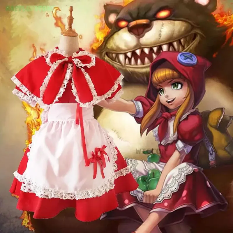

COSda@LOL Skin Legend The Dark Child Annie Cosplay Costume Red Maid Dress Annie Hastur Facny New Year Party Christmas Suit Costu