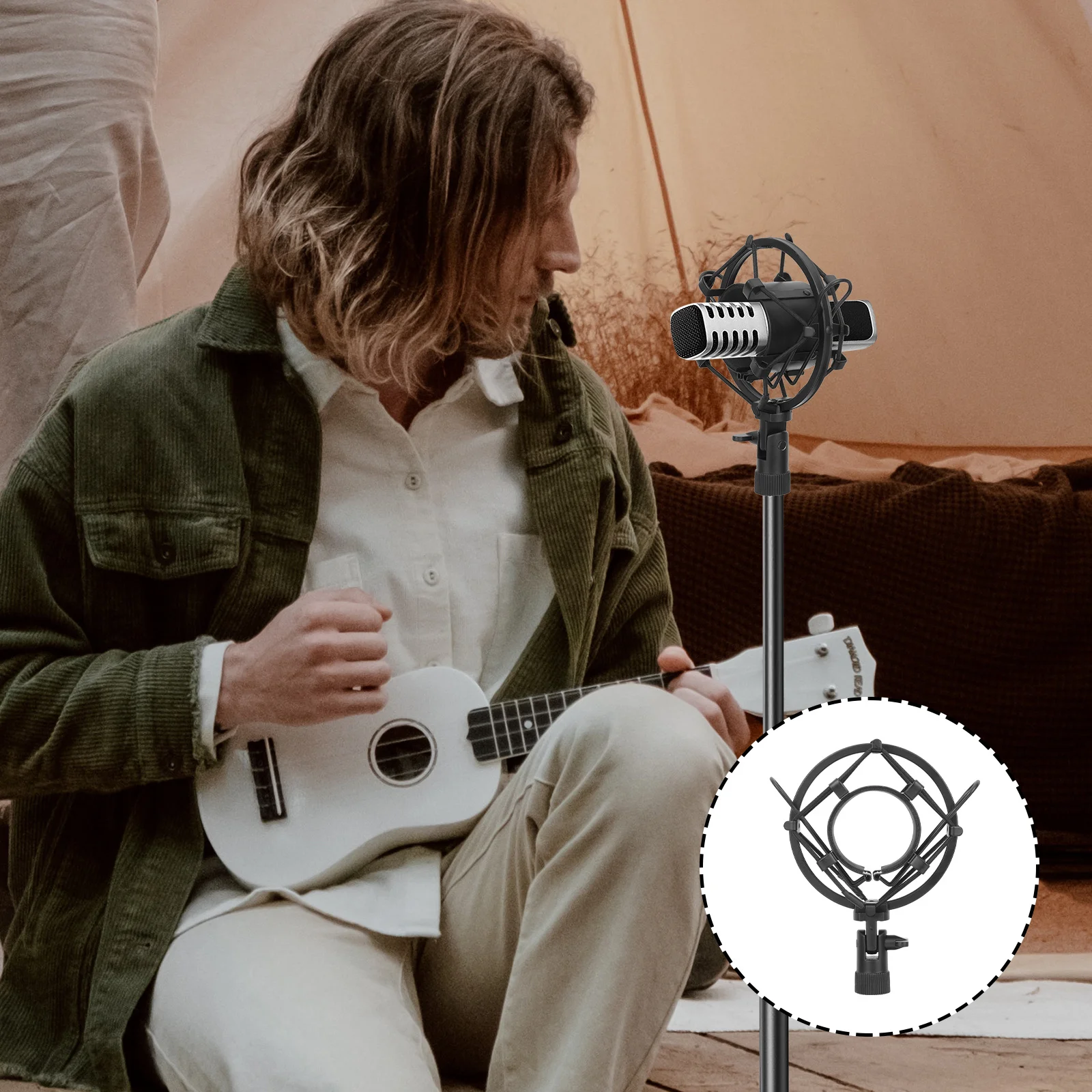 حامل ميكروفون معدني عالمي للاستخدام على الطاولة، زاوية قابلة للتعديل، دعامة مضادة للاهتزاز، معدات تسجيل الصوت الاحترافية