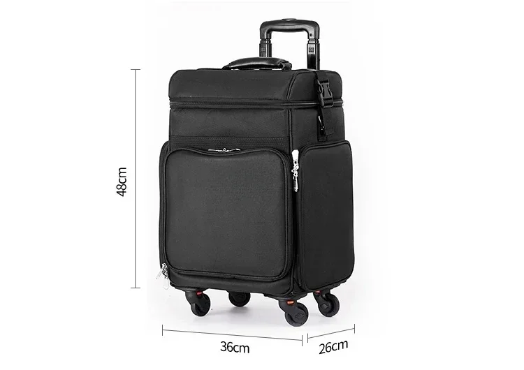 Women Large Capacity Trolley Cosmetic Case,Nails Makeup Toolbox Trolley Suitcase,Multifunction Beauty Tattoo Box Rolling Luggage