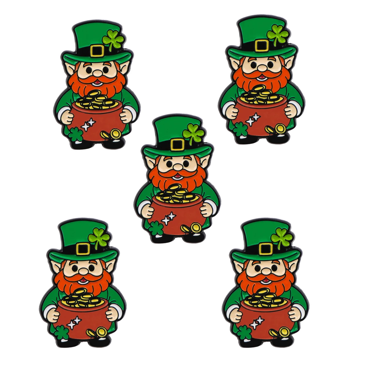 

5pcs Old Man Enamel Pin Lapel Pin St. Patrick's Day Brooch Set Clothing Decoration Metal Pins Backpack Hat Badge Accessories