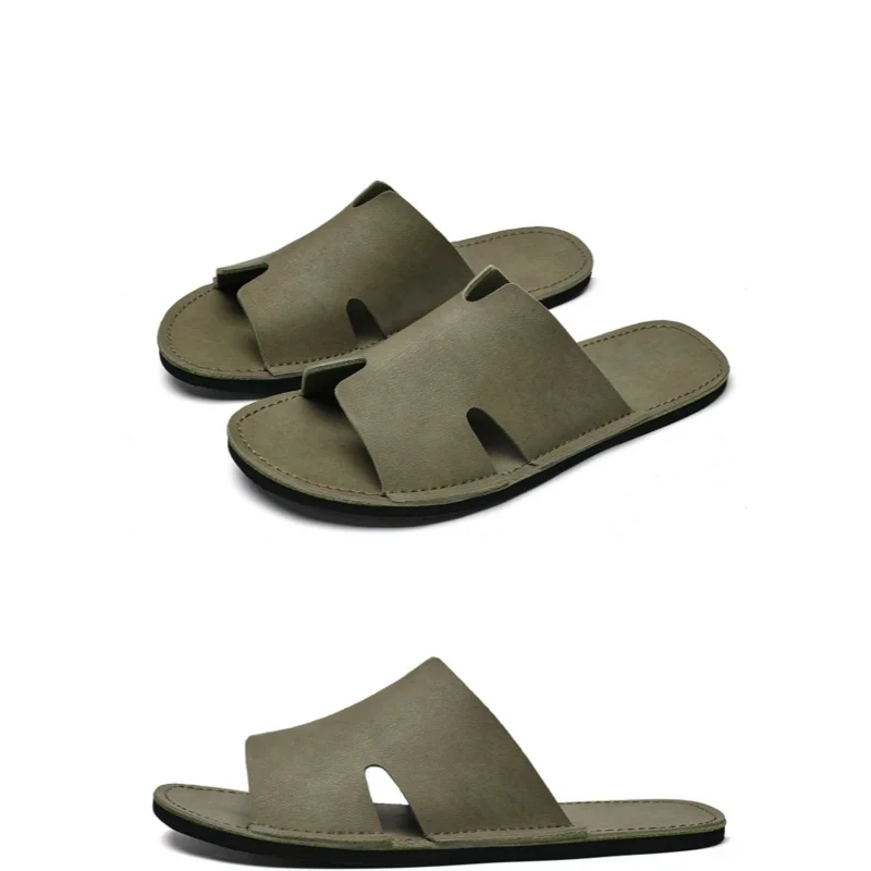 2026 Men'S Summer Open Toed Breathable Sandals Comfortable Flat Bottom Casual Home Slippers Anti Slip Wear Resistant Slippers