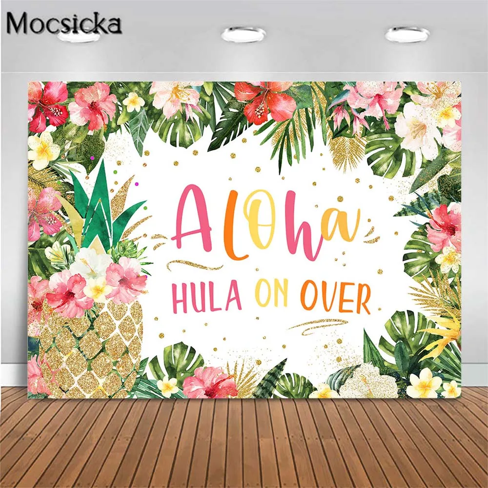 

Mocsicka Summer Aloha Backdrop Hawaiian Luau Party Tropical Flowers Pineapple Baby Shower Photography Backgrounds Studio Propss