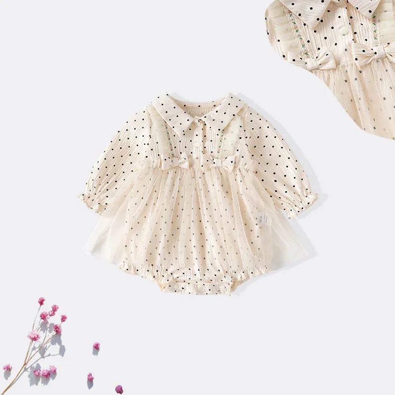 Ropita para Bebé, Primavera-Verano 2026, Vestido de Malla con Puntos Dulces y Elegantes