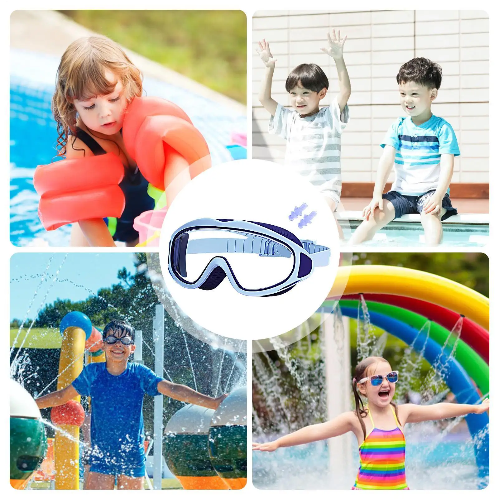 Okulary pływackie dla dzieci, przeciwmgielne, z zatyczkami do uszu, ochrona UV, dla chłopców i dziewcząt, do nauki pływania, do lekcji nurkowania, sportowe.