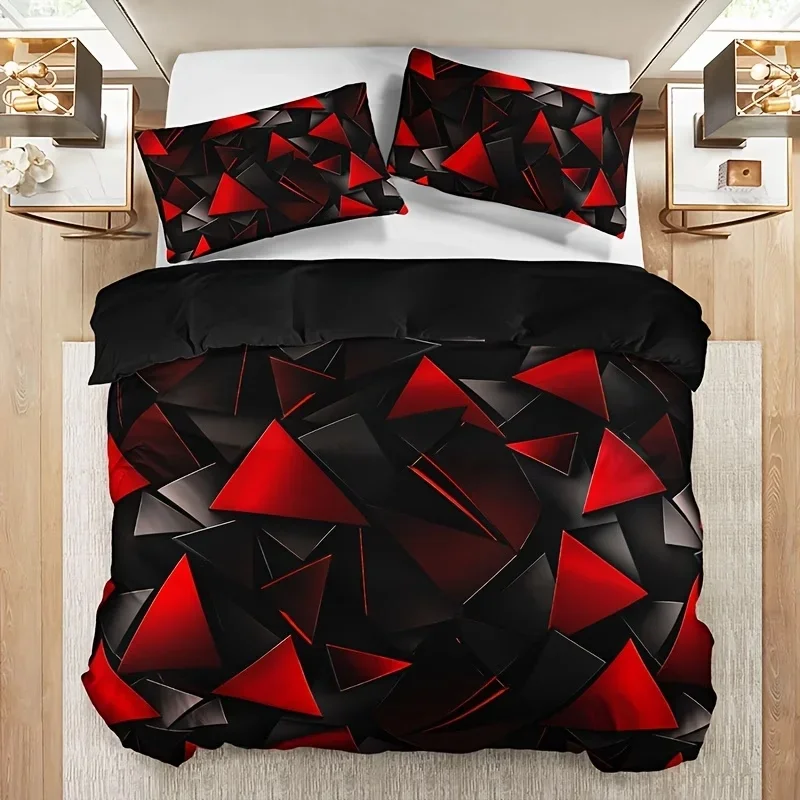 

Комплект из 3 предметов: дышащий пододеяльник с геометрическим узором, всесезонный, машинная стирка, современный стиль, декор для спальни