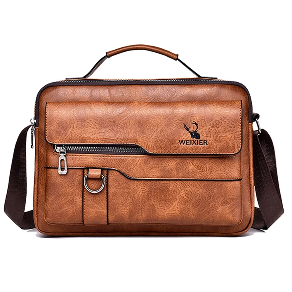 WEIXIER Men's Handbag New Top Bag Crossbody Bag Business Shoulder Bag PU Leather Laptop Men's Briefcase Handbag