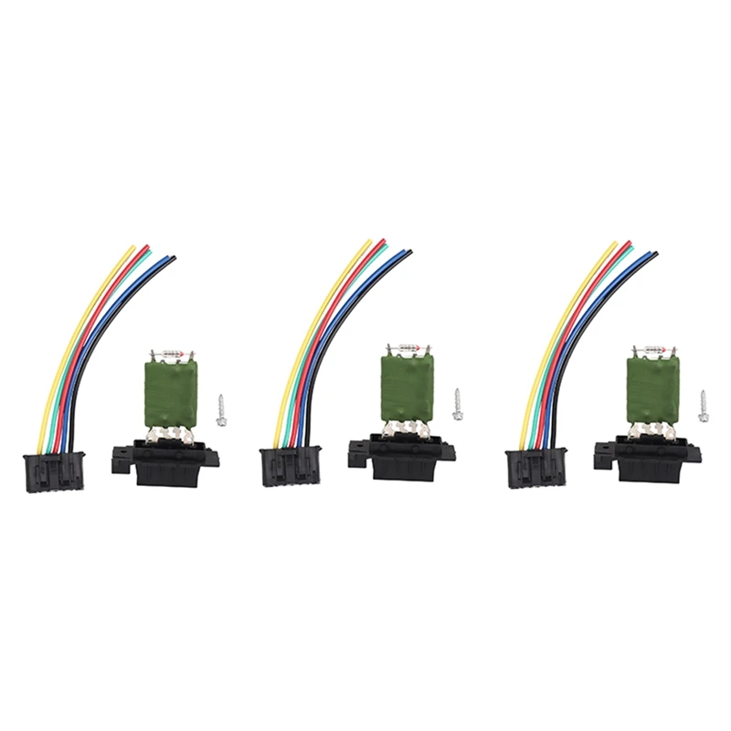 

3X Heater Motor Blower Fan Resistor With Wiring Repair Plug Harness For FIAT Opel Vauxhall Corsa 13248240 77364061