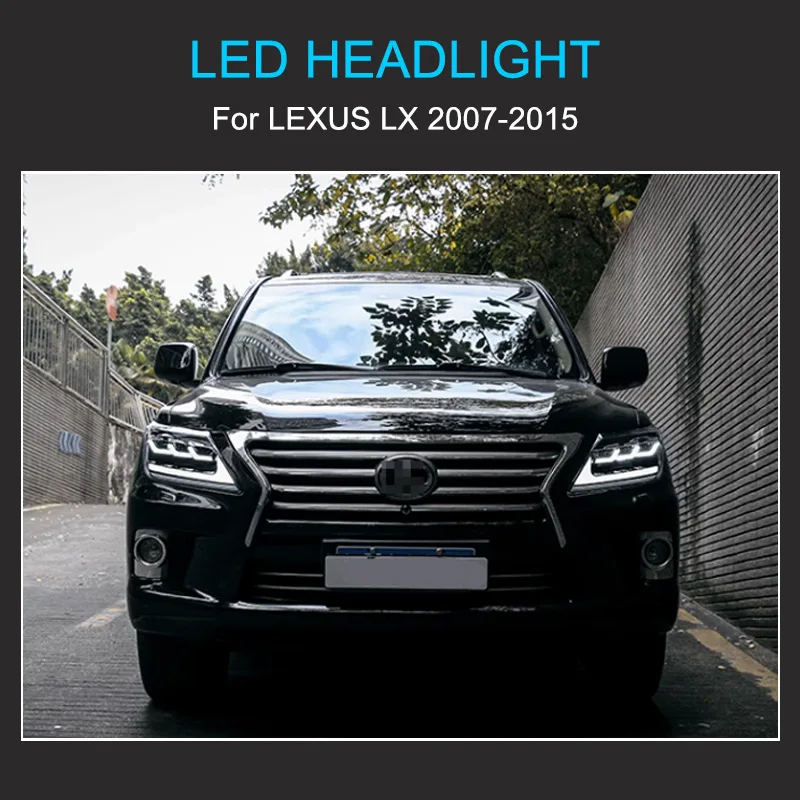 1 Pair LED Headlight Assembly for Lexus LX570 2007-2015 Headlights Plug and Play with LED DRL Dynamic Turning Front Headlights