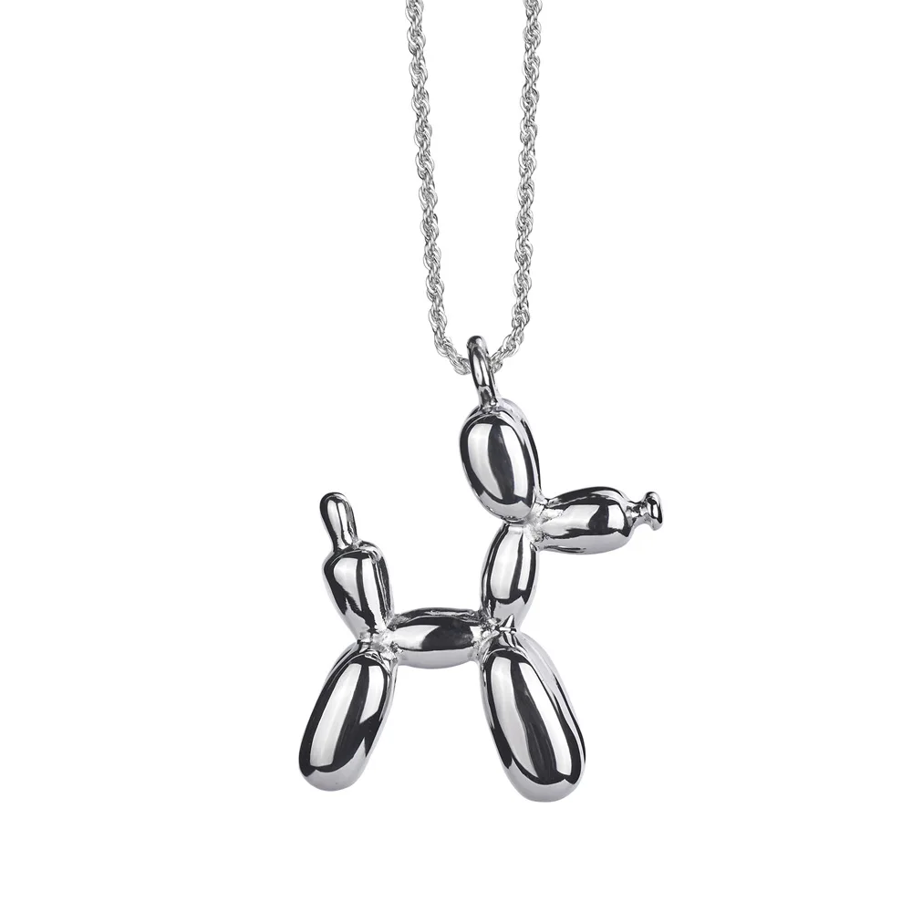 Stainless Steel Poodle Balloon Dog Animal Charm Necklace Balloon Puppy Dog Pendant Necklace for Women Girls Teens Girlfriends