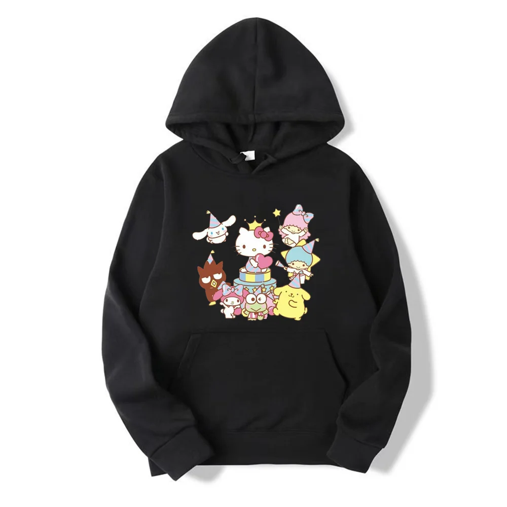 New Sanrio Cartoon Fashion Cinnamoroll Round Neck Pullover Hoodie Women Loose Oversized Top Hoodie Clothes Winter Clothes Women