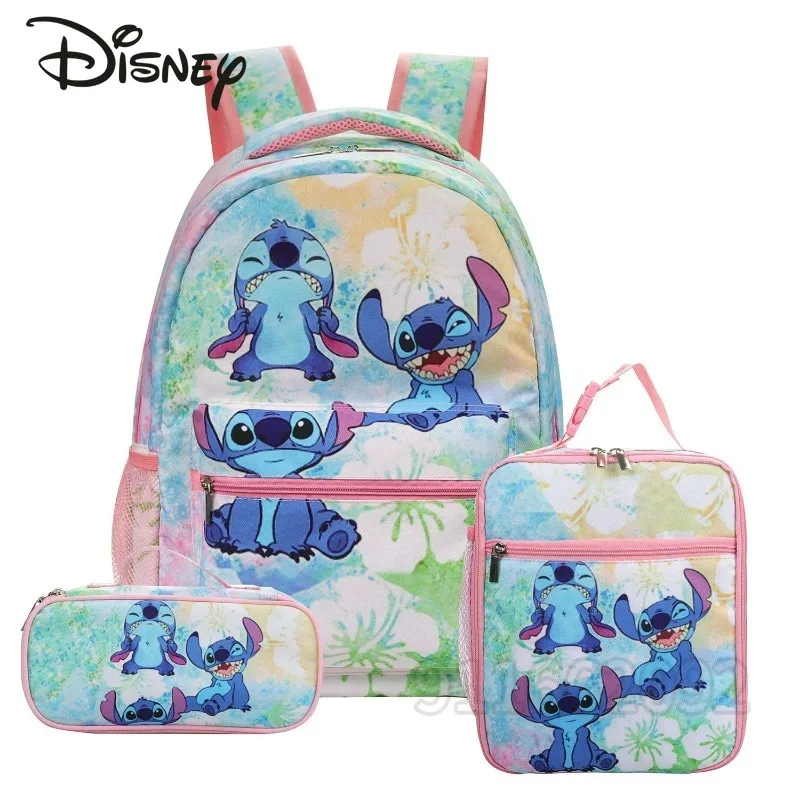 Disney Stitch New Children\'s School Bag 3-piece Set Children\'s Backpack Cartoon Girls\' School Bag Large Capacity High Quality