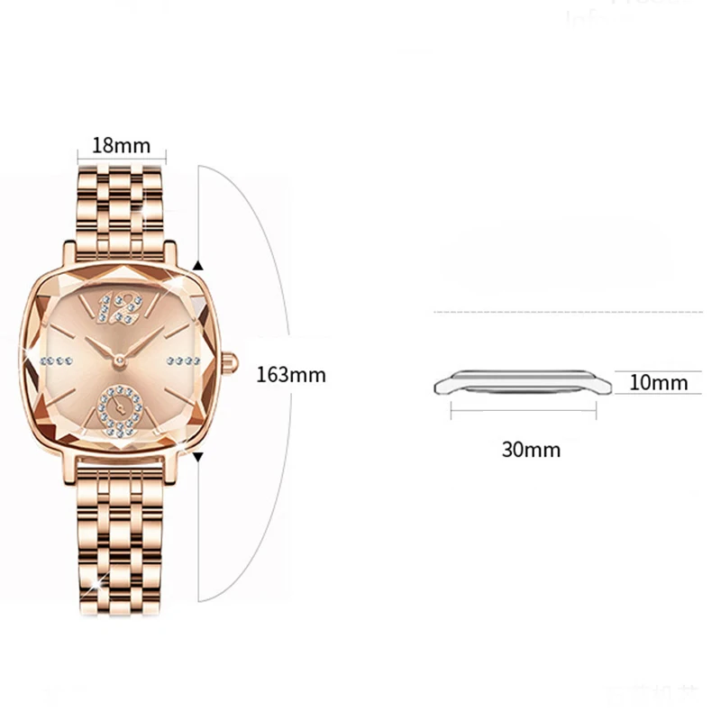 1pc Waterproof Quartz Watch Fashionable Simple Temperament Glass Square Watch Lady Elegant  Wrist Watches