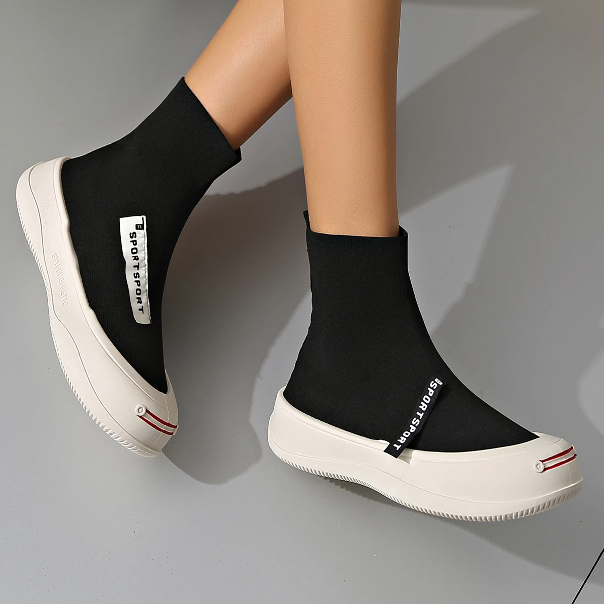 Summer Women Socks Shoes Sneakers Platform Ankle Boots Slip On Casual Shoes Breathable Knit Sneakers Tenis Sports Shoes Female