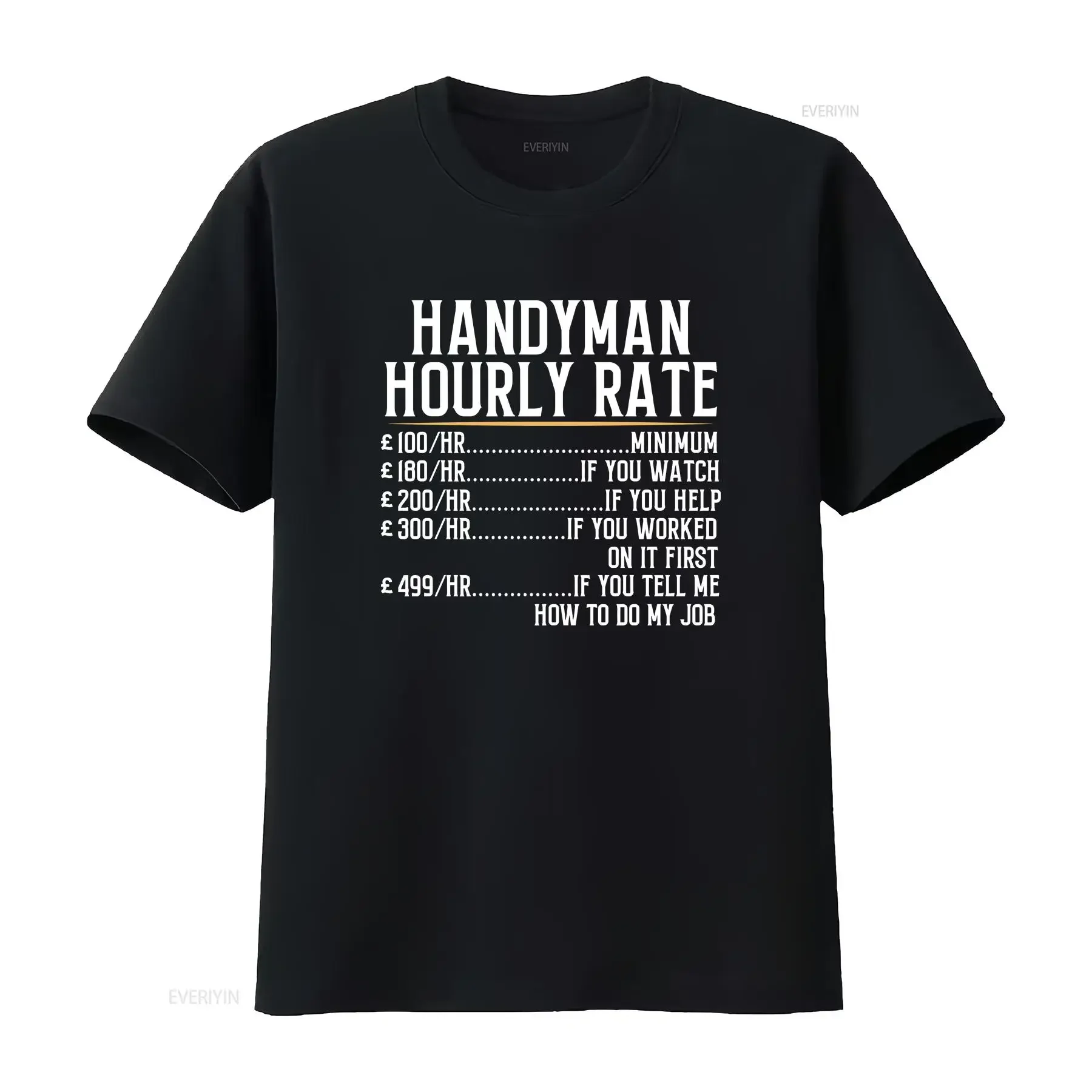 Handyman Hourly Rate Builder Electrician Plumber Gas Carpenter Plasterer T Shirt vintage Washed Top For Everyday Wear Casual