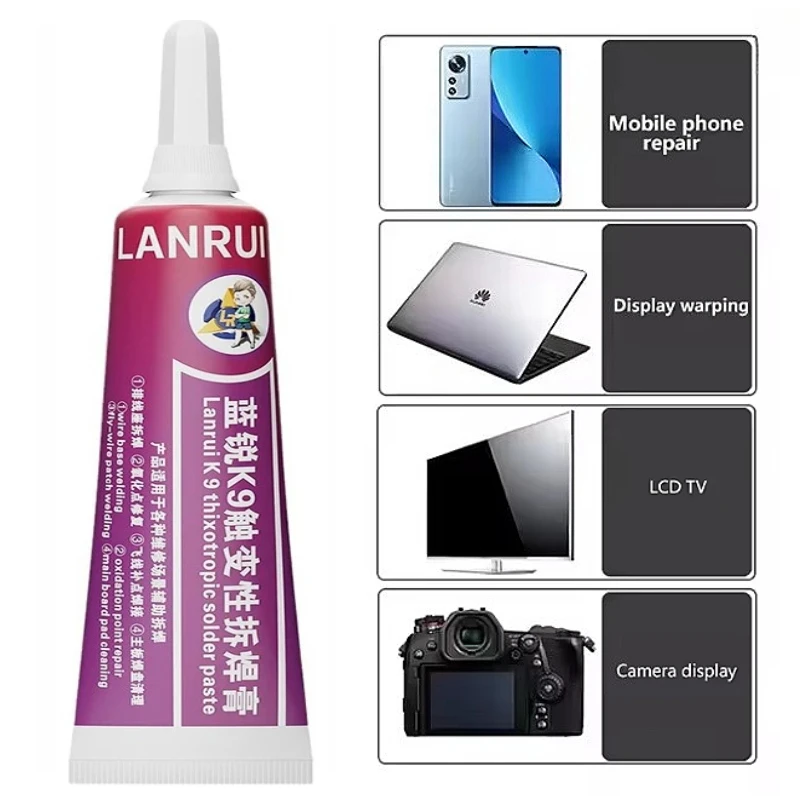 LANRUI K9 معجون ديسولديرينغ ثيكسوتروبي لإصلاح الهاتف المحمول/إزالة لحام حامل الكابل #4