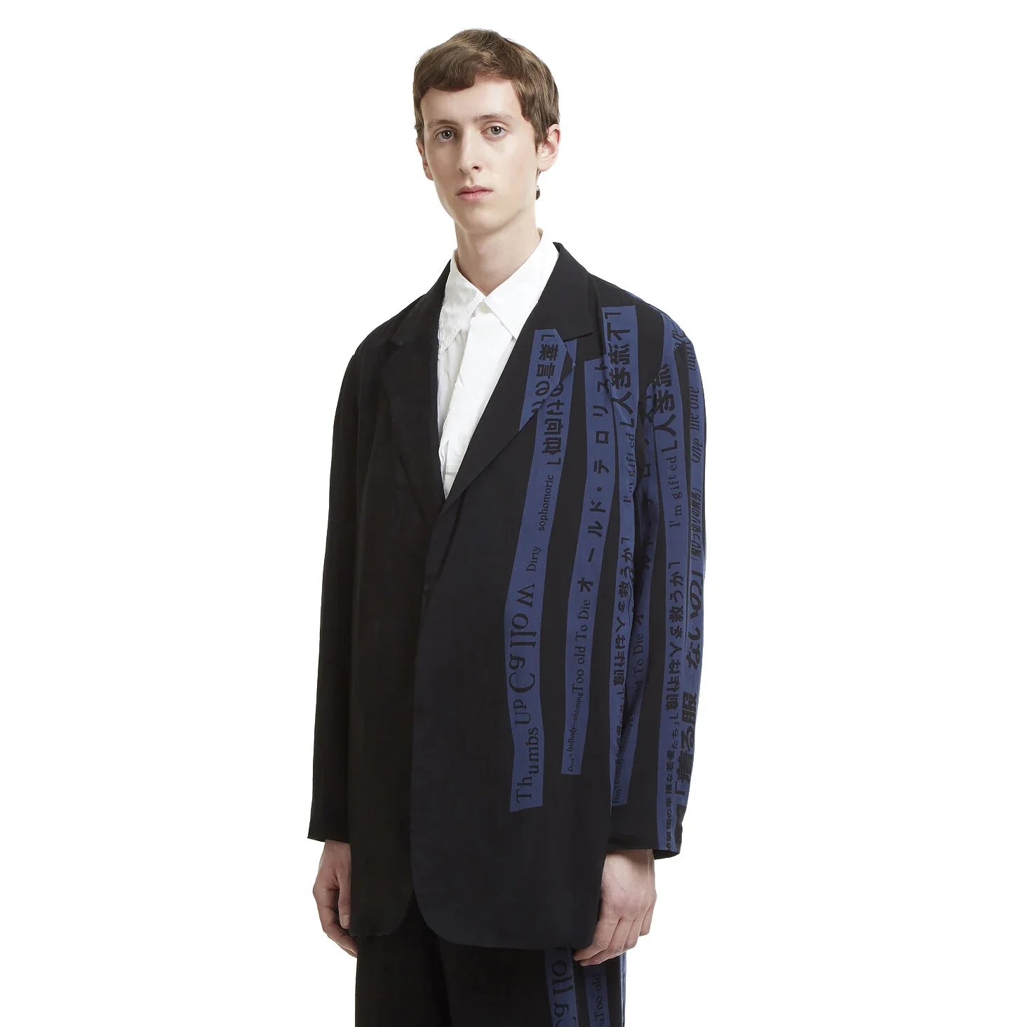 

YOJI OOAK VISCOSE RUNWAY BLAZER Thin blue viscose suit jacket