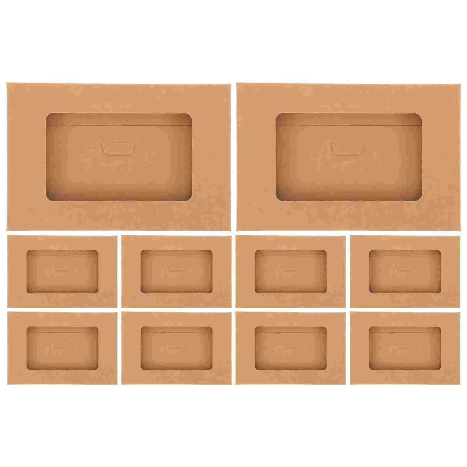 10 Pcs Business Envelopes Window Box Storage Container Postcard Wrapping Bags Boxes Blank Paper Cases Light Brown