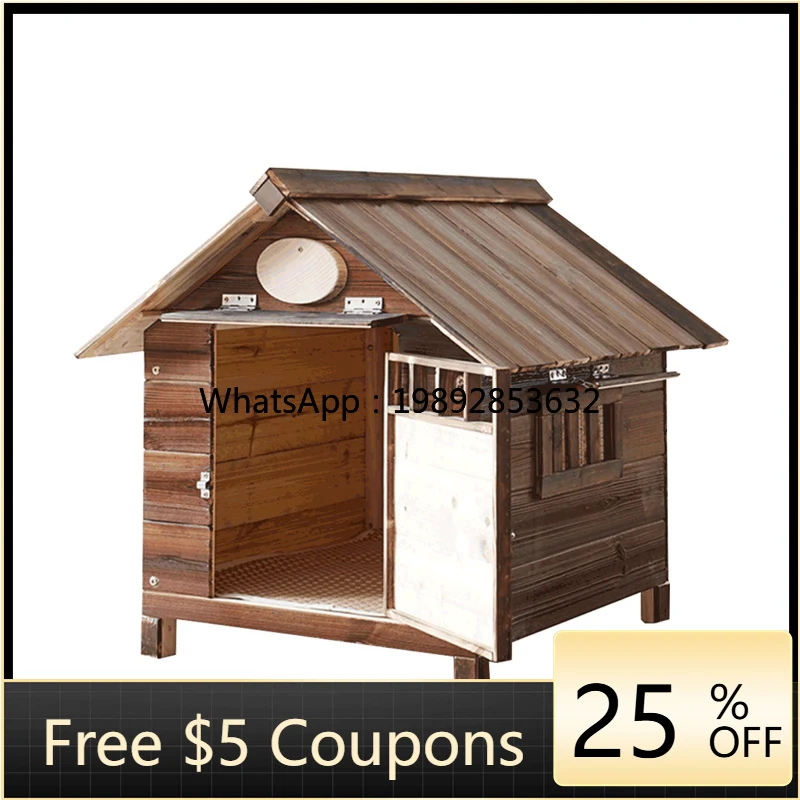 ZZ Outdoor Dog House Four Seasons Universal Wooden Dog House Pet Bed Medium Large  Cage