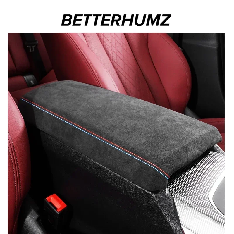 Betterhumz Car Armrest Box Cover Wrap for BMW G20 G28 G23 G42 3 4 Series 320i 325i 330i Car Made of Alcantara Moulding Accessory