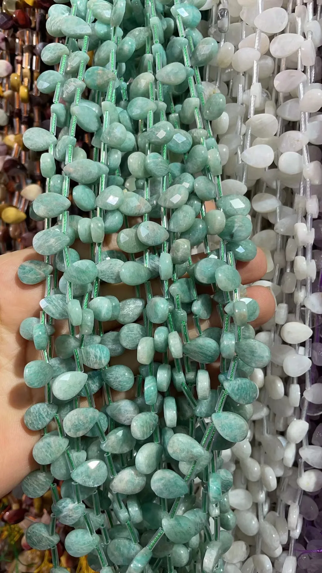 8x12 Water Of Natural Drops Amazonite Cut face  Length Dagree 39 cm Big Overview 31Grain