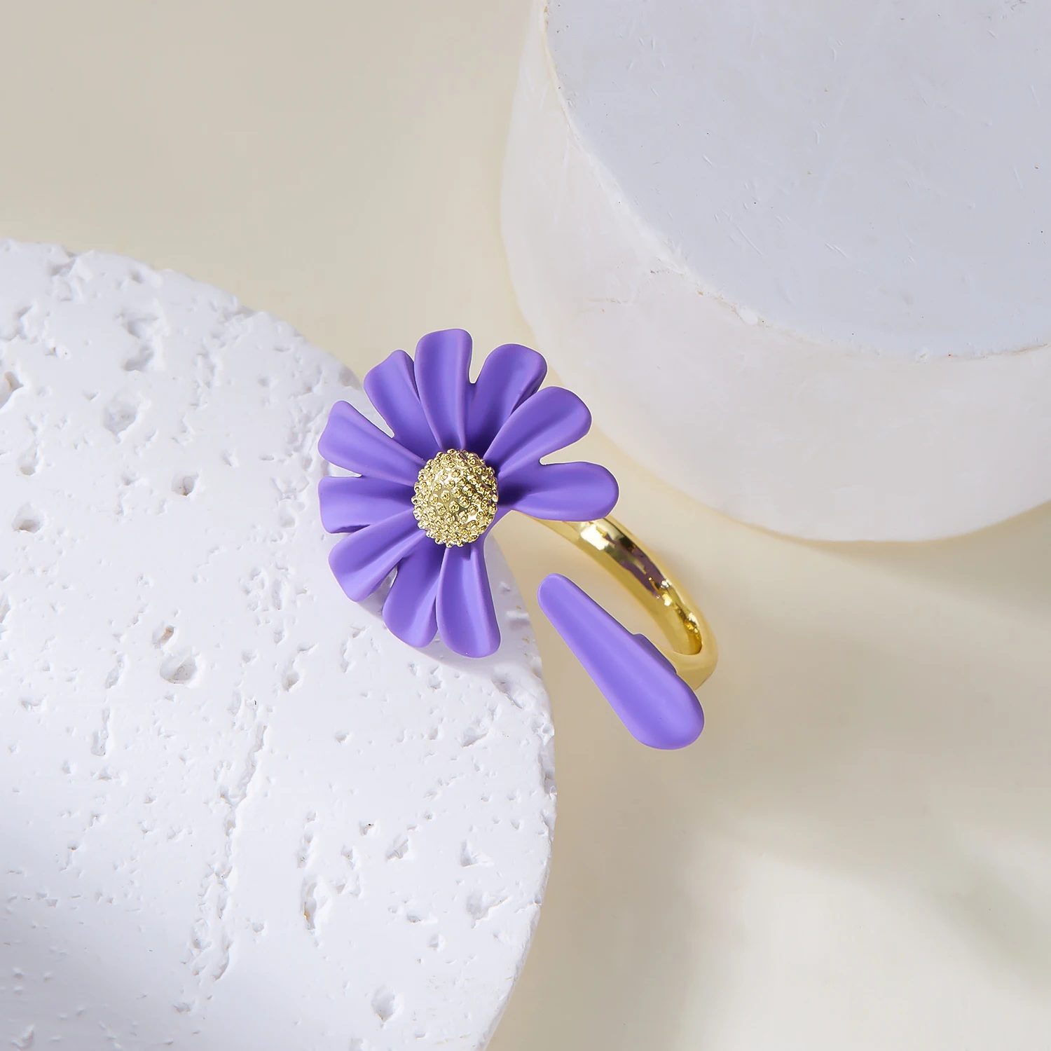 Gänseblümchen-Öffnungsringe für Frauen, elegant, einfach, bunt, Blume, verstellbare Ringe, Verlobung, Hochzeit, Fingerschmuck, Geschenk – Detail 10