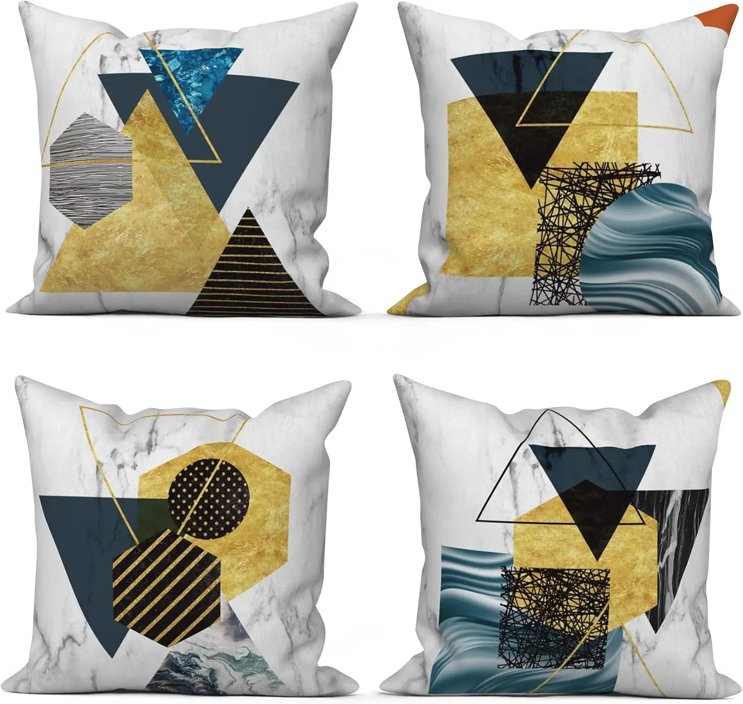 4 Pack Custom Printed Pillowcases 18x18 Inch Square Cushion Covers Modern Art Decor for Couch Bed Car Zipper Closure 45x45cm