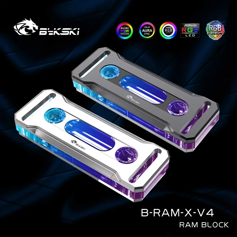 Bykski B-RAM-X-V4,RGB RAM Water Block Support Dual Channel Memory Cooler RAM Heatsinks Radiator Copper