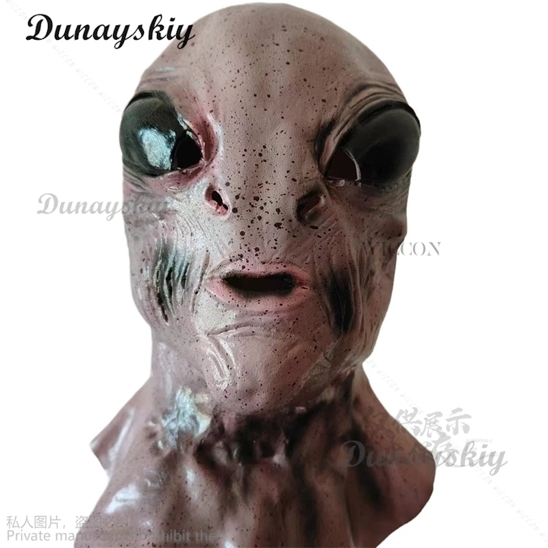 Máscara de Alien de látex para Halloween, máscara de cabeza completa, Cosplay terrorífico para adultos, máscara de Alien para hombres, máscara de cara completa de miedo para mujeres, Anime