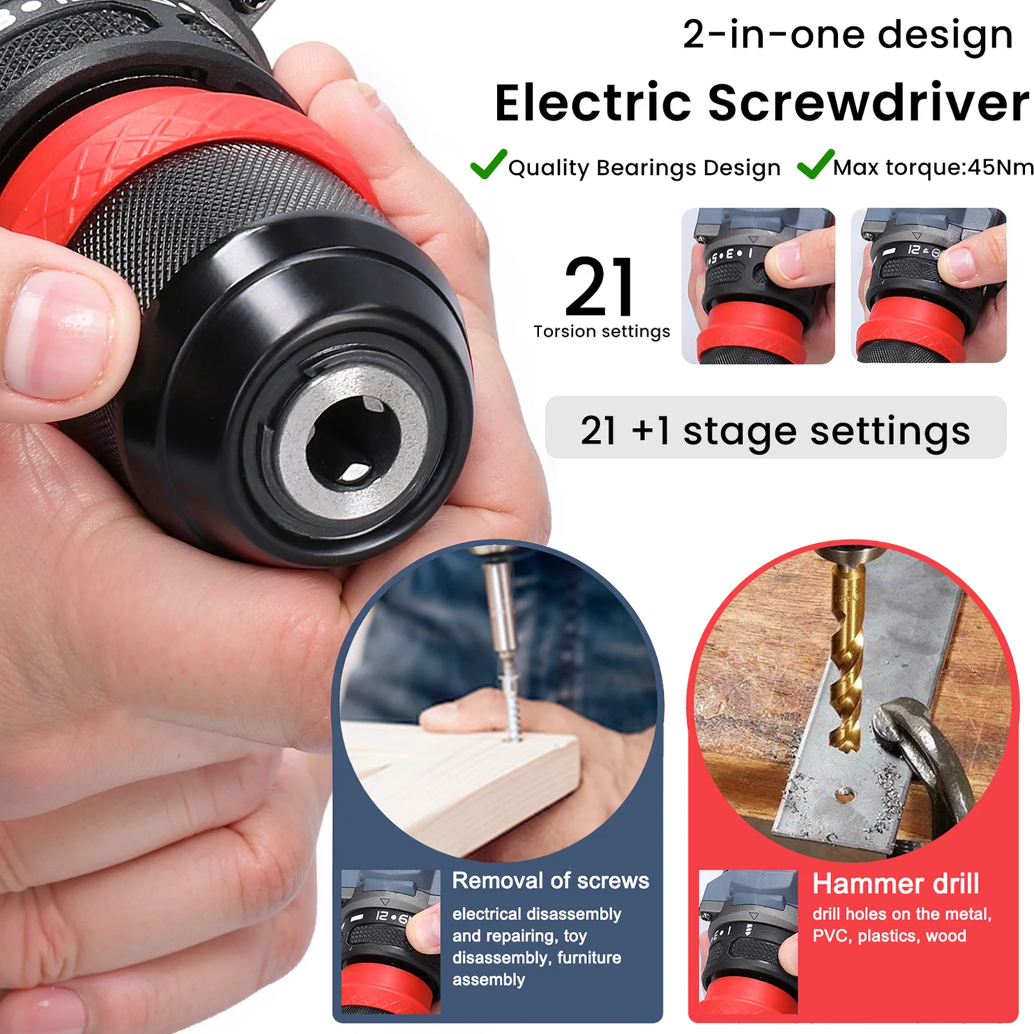Bürstenloser Mini-Elektrowerkzeug-Schlagbohrer mit Schnellspannvorrichtung, multifunktional zum Bohren von Löchern, für Renovierungsarbeiten, Handbohrmaschine, elektrischer Schraubendreher – Detail 8