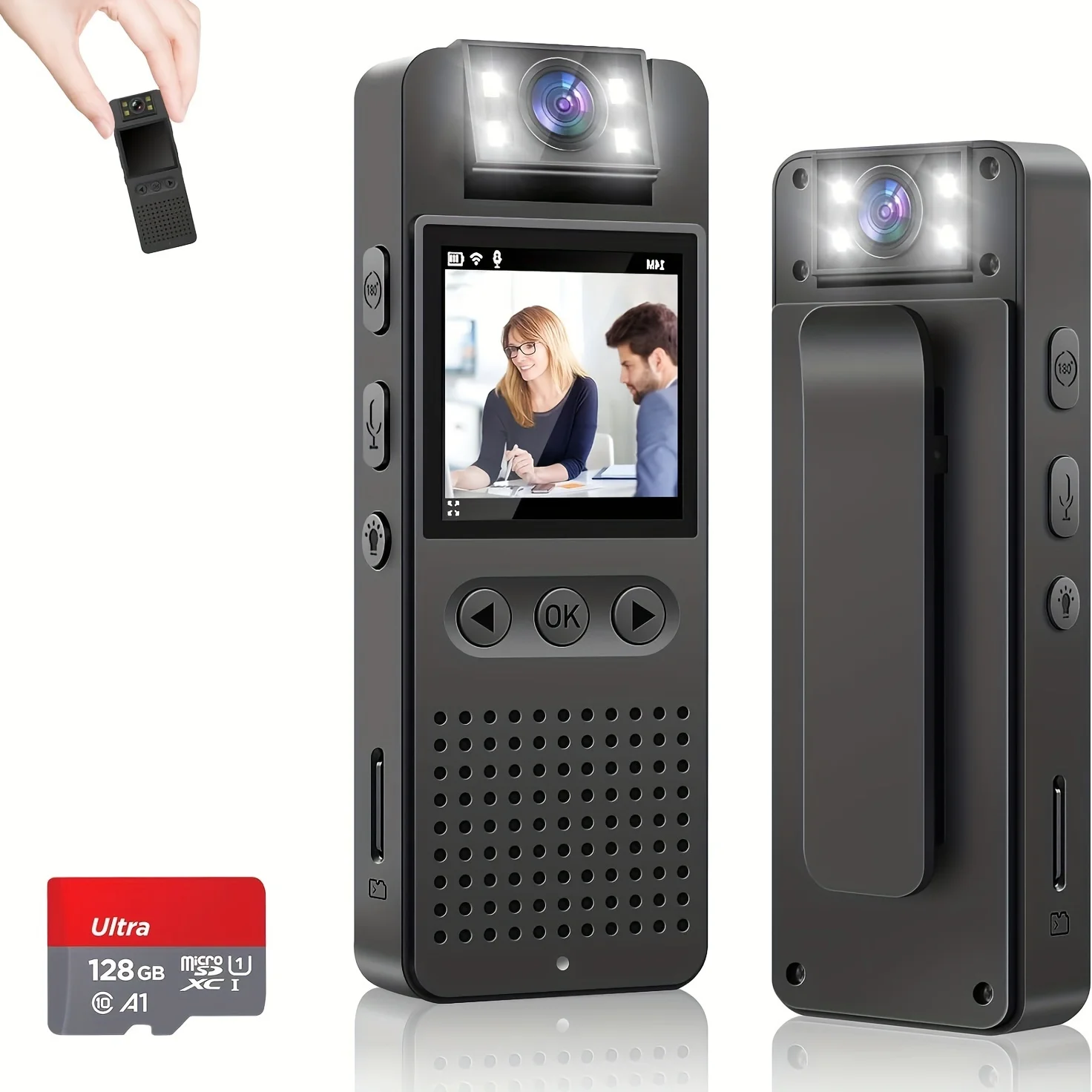 KONPCOIU is equipped with 1080P HD recording 1.4-inch screen recorder for human camera , ring recording