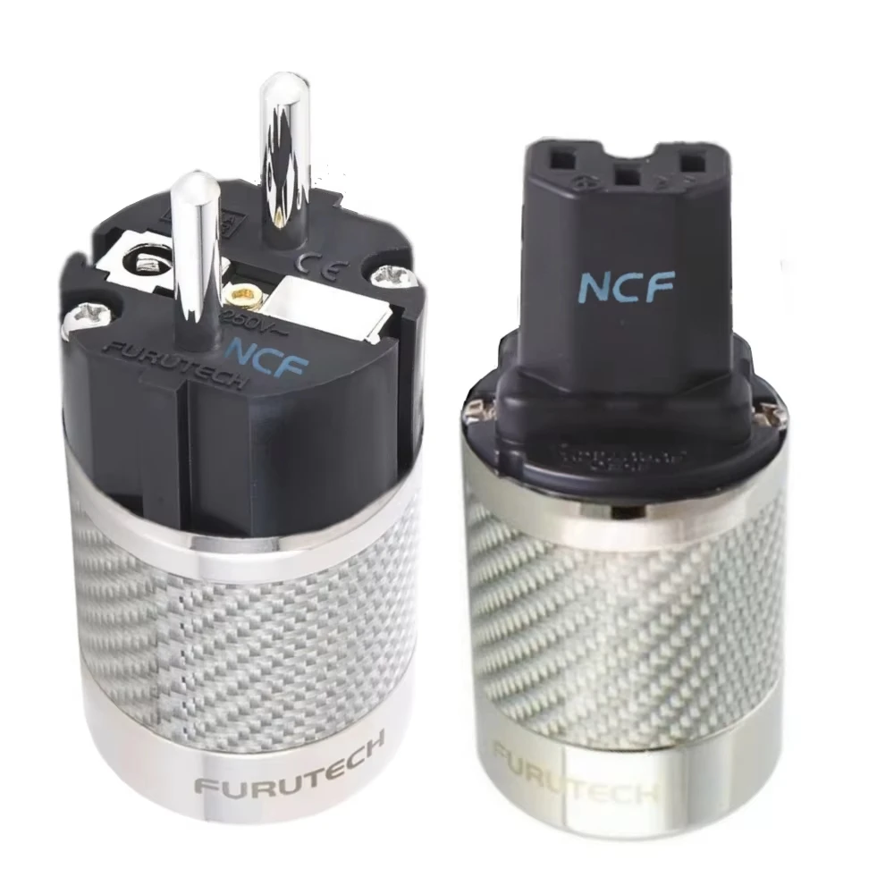 Conector Adaptador de Energia Schuko Furutech FI-E50 FI-50M FI-50 NCF Nano Crystal EU/US com Revestimento em Ródio 15A/250V Hifi