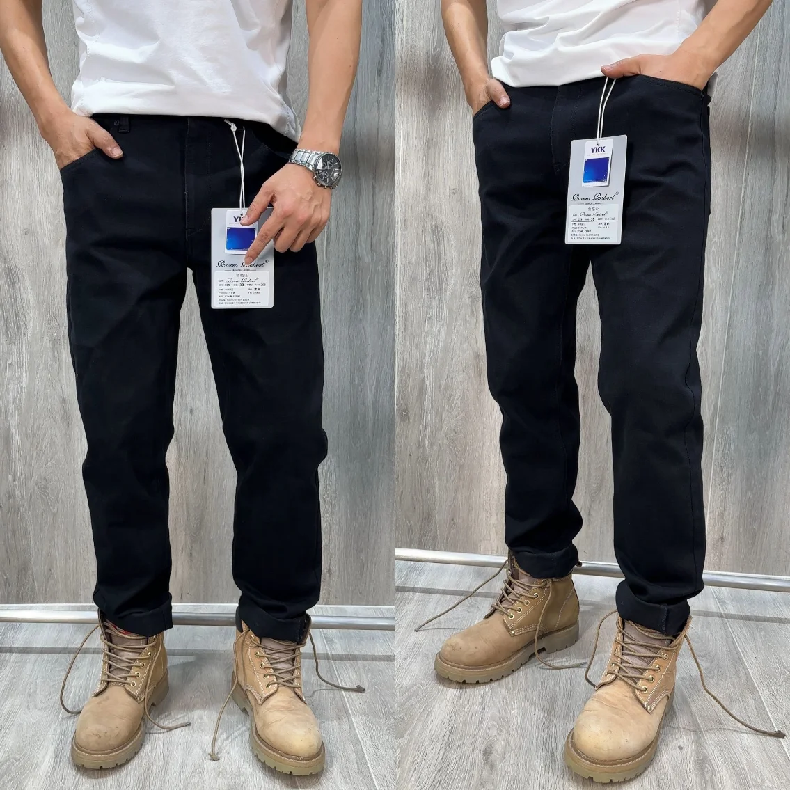 Comfortable High Elastic Bla Jeans Men's Waed Cotton Breathable Denim Pants Casual Loose Fit Autumn Season Faionable