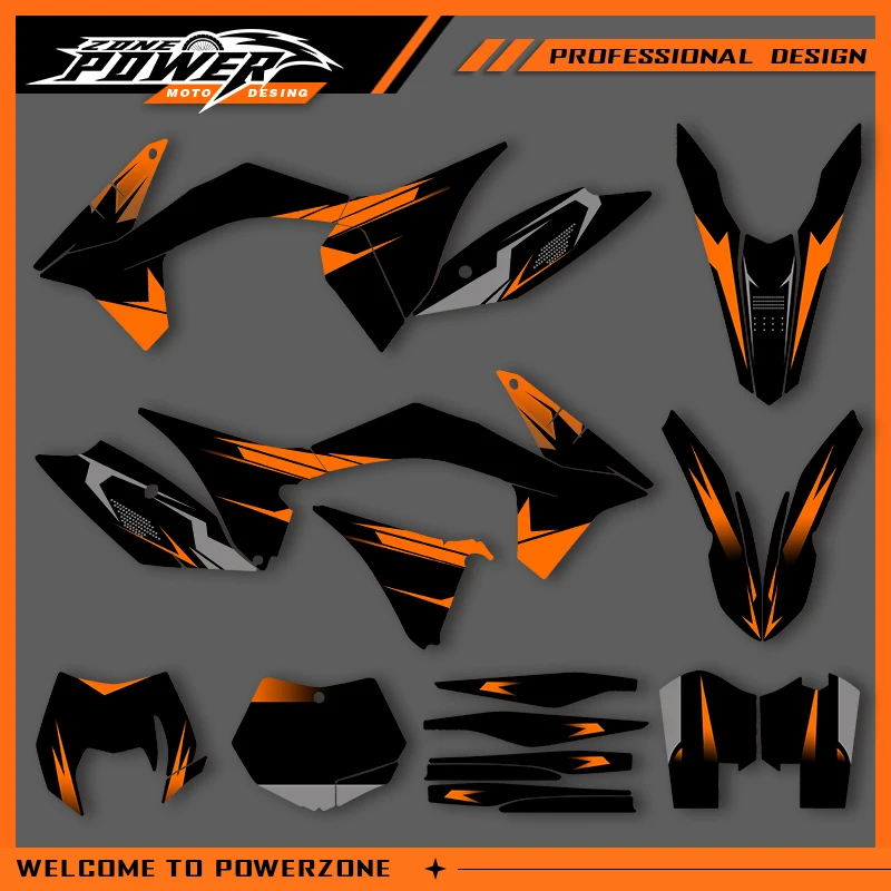 

POWERZONE Мотокросс Team Графический фон Наклейки Наборы наклеек для KTM 2012 2013 EXC EXC-F 2011 2012 SXF SX Индивидуальный номер 10