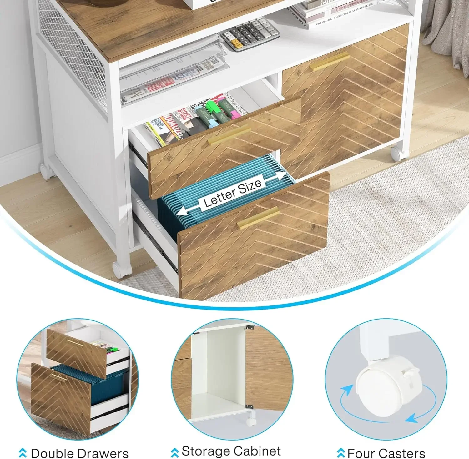 Bureau en forme de L avec armoire MELCabinet, bureau d'ordinateur exécutif, meubles de bureau à domicile, armoire avec portes, brochure, 63 pouces, 2 pièces