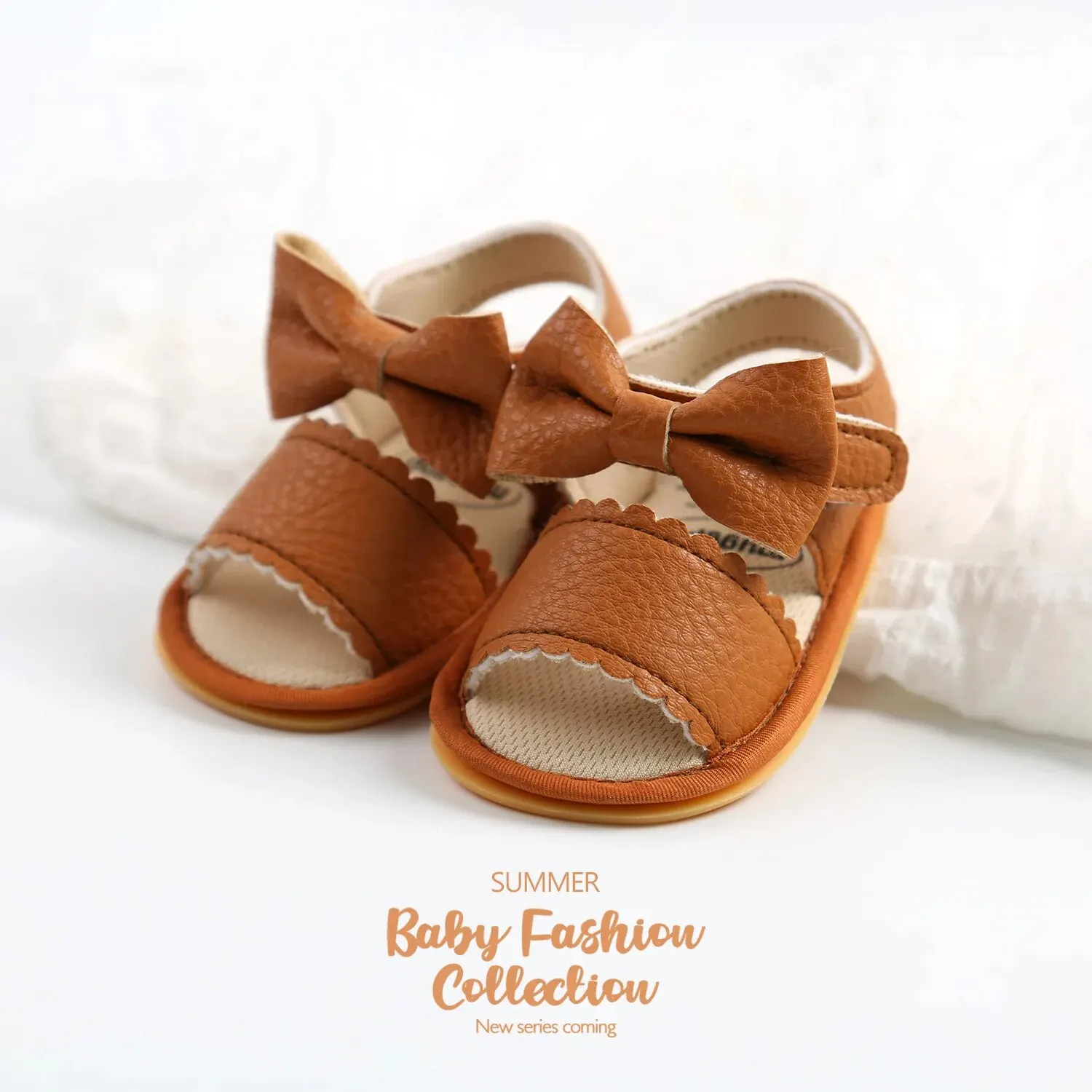 Sapatos de bebê Meckior, Baby Sandals, Sola de borracha macia, Bowknot antiderrapante, Crib First Walker, Meninos e meninas, Verão