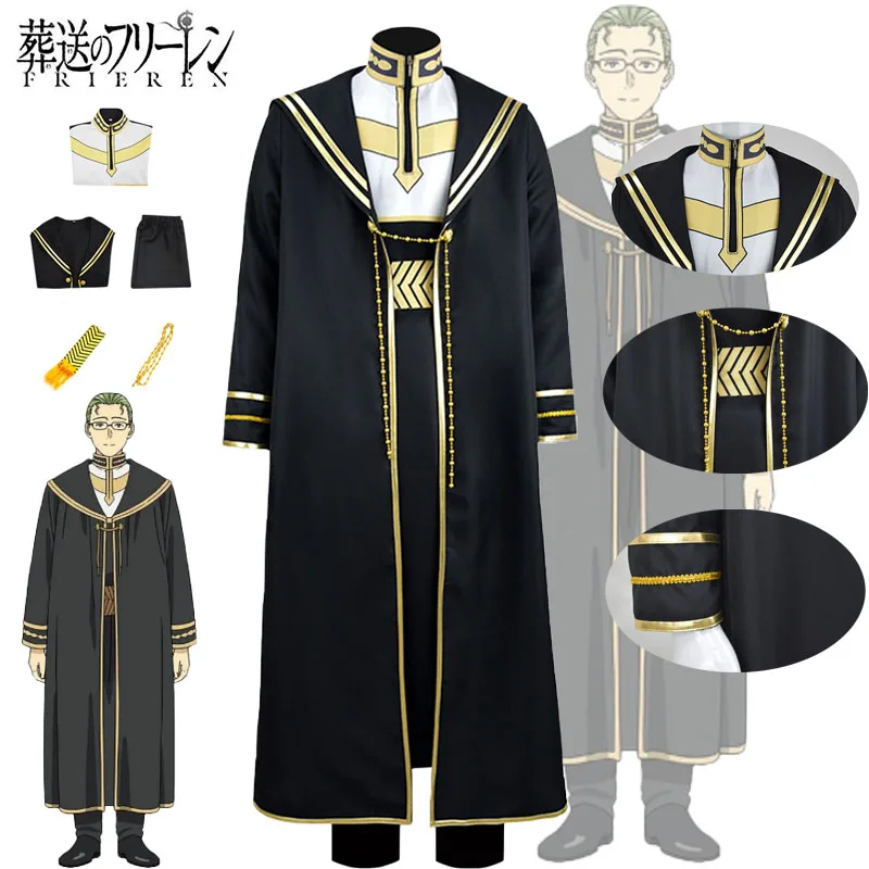 

Heiter Cosplay Costumes Anime Frieren at the Funera Black Suits Accessory Outfits Carnival Party Role Play Robe Full Set for Men