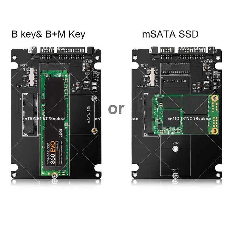M.2 NGFF MSATA 2-in-1 To SATA Serial Port USB3.0 Adapter Box Cable SSD Solid State Drive Box Cover