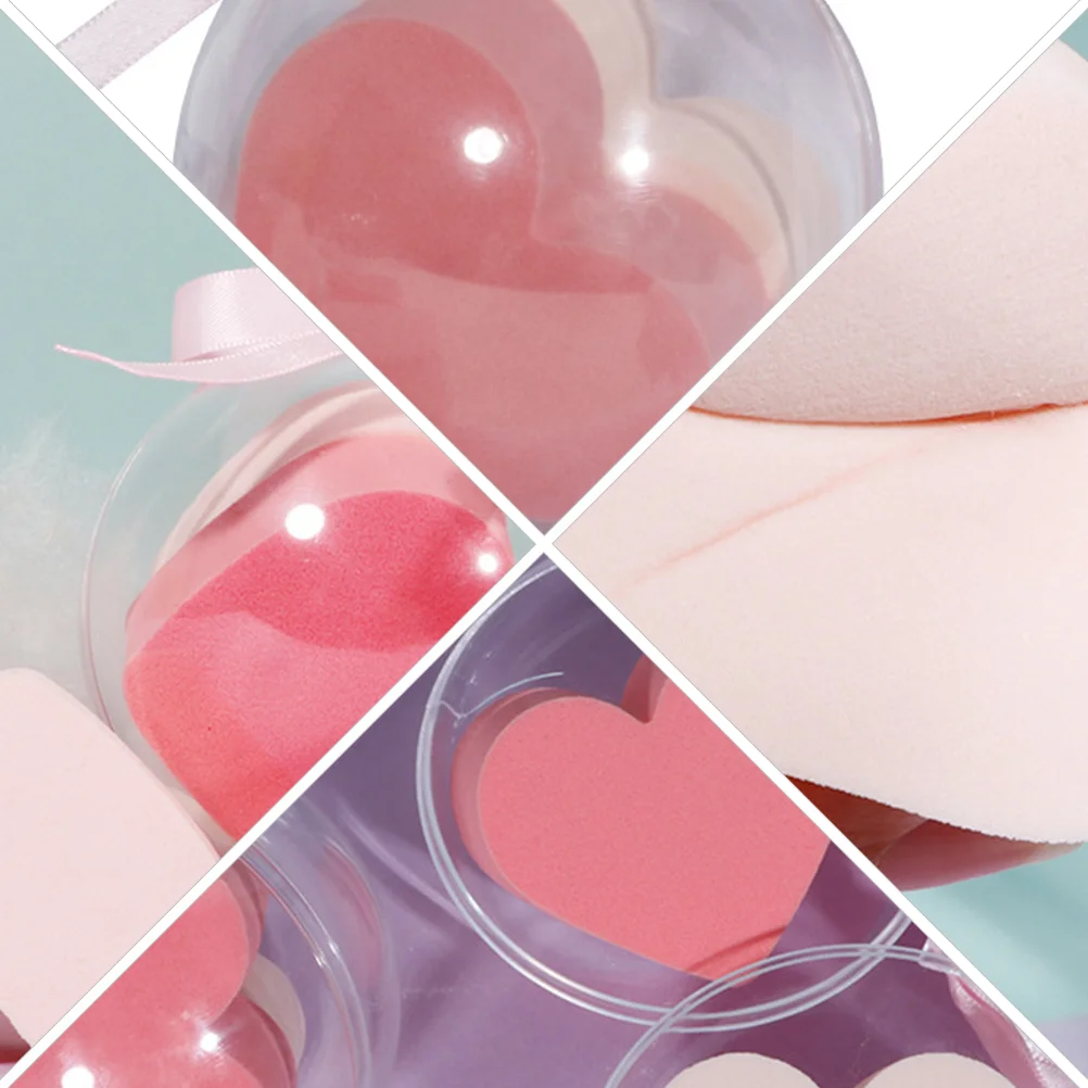 

2Set Heart-Shaped Makeup Sponge Soft Hydrophilic Non-Latex Face Puff Pink Beige Compact Durable Easy to Hold and Carry