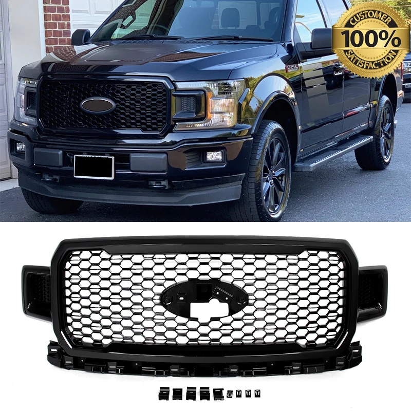 JL3Z8200SL For 2018-2020 Ford F-150 Front Radiator Grille Assembly Gloss Black