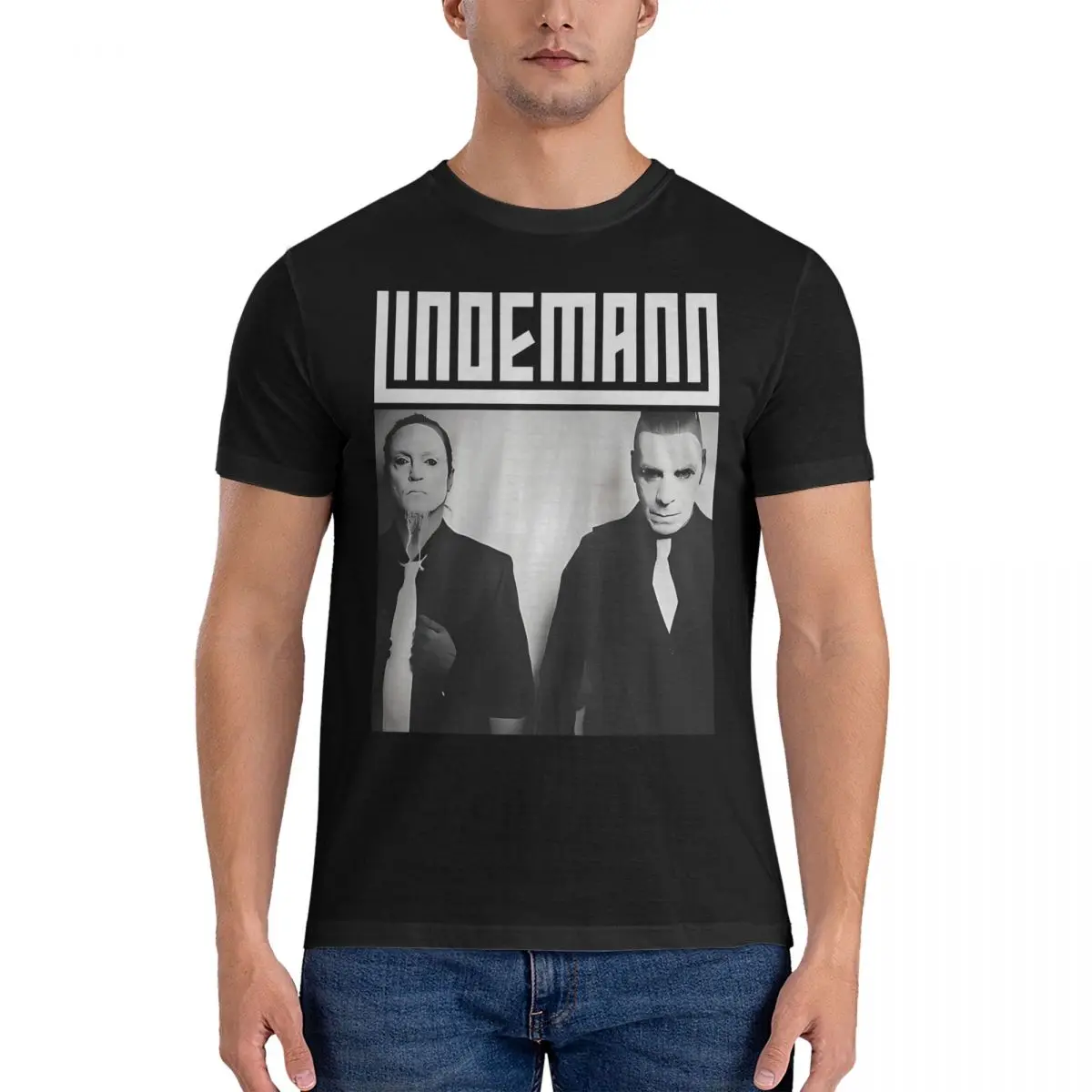 Men Cool T Shirt Lindemann Cotton Tops Creative Short Sleeve Round Neck Tees Original T-Shirt