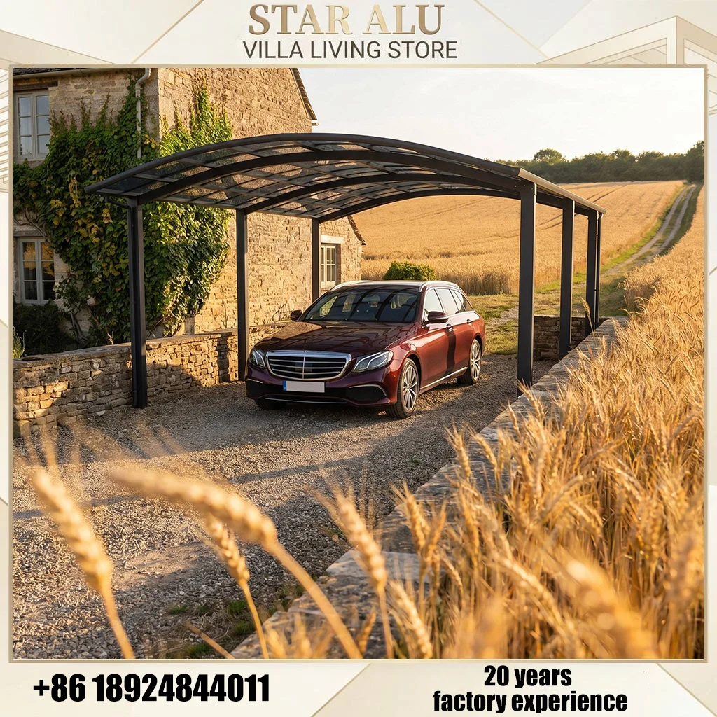 Aluminum Vehicle Carport Waterproof Weatherproof Sunshade Roof Parking Canopy Reinforced Frame for Outdoor Driveway