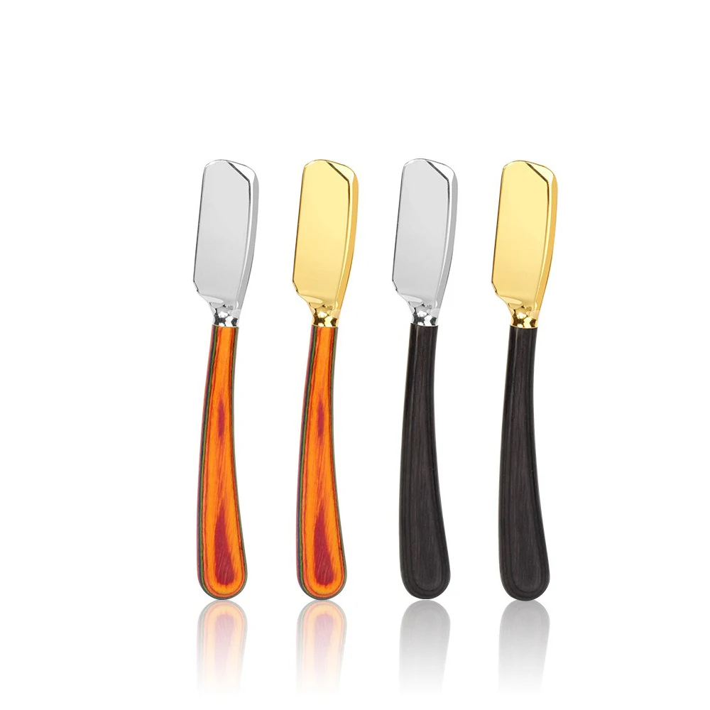 4색 스트레이트 엣지 이발사 면도기 안정적인 이발 수염 눈썹 나무 면도 도구 수동 제모 면도기 미용사 트리밍