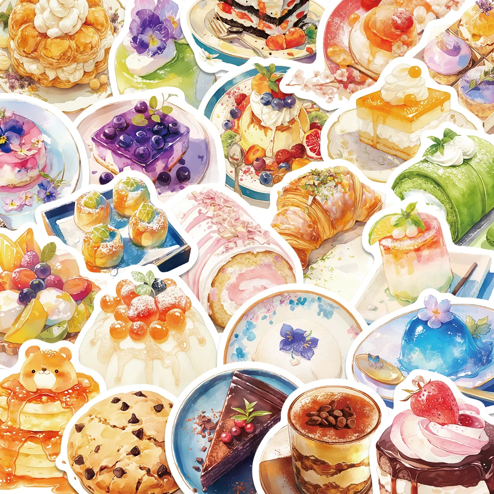 

30PCS Dessert Shop Stickers DIY Cartoon Food Decals For Hand Account Laptop Suitcase Refrigerator Scrapbook Guitar Stickers