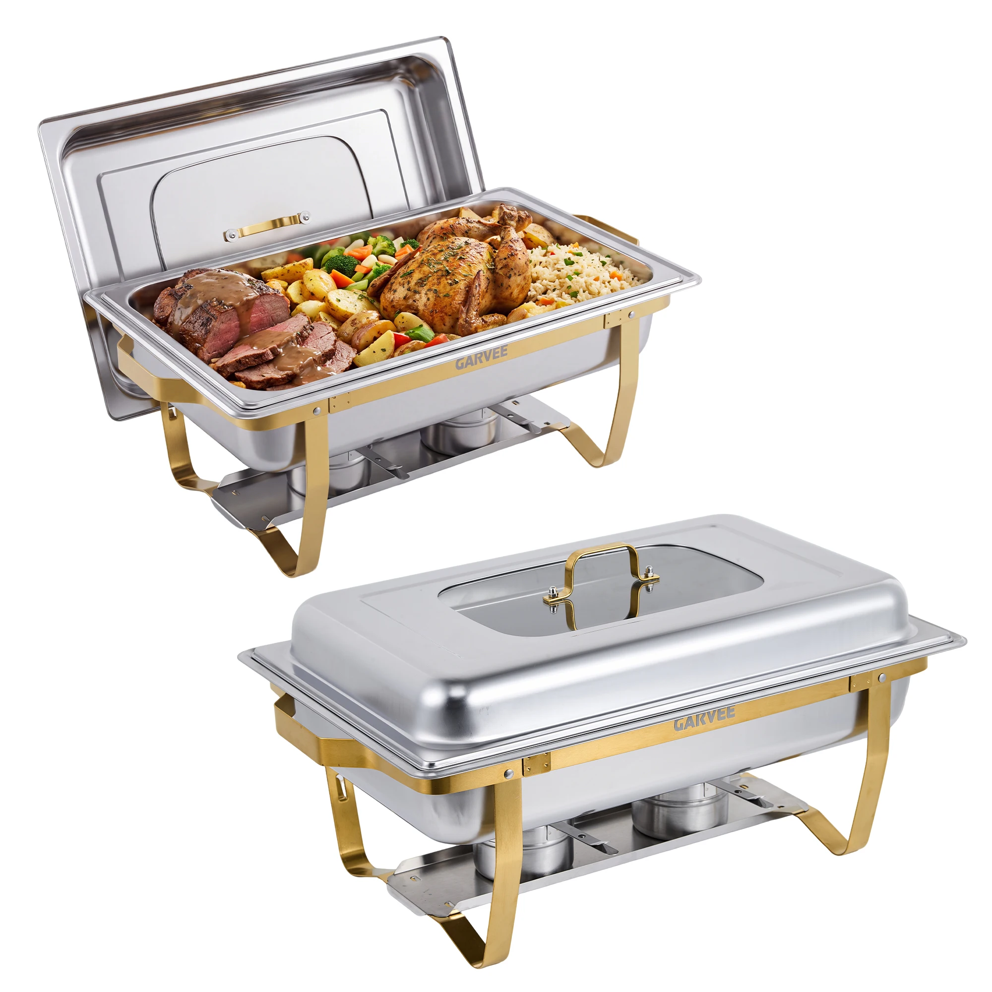 Chafing Dishes for Buffet Set of 2/4, Stainless Steel Rectangular Chafing Dish Buffet Set, Buffet Servers and Warmers with Lid