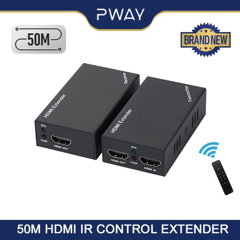 1 to 1/2/4 HDMI Extender RJ45 50M IR Remote Control Transmit Up 1080P@60Hz Over Ethernet Cat5e Cat6 3D EDID Signal POC Support