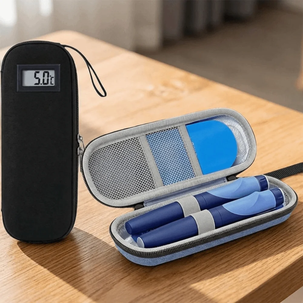 Oxford Cloth Insulin Cooler Bag Waterproof Thermometer Display Insulin Cooling Bag Insulin Vial Protector