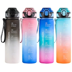 1L Water Bottle Leakproof Gradient Matte Motivational Water Bottle with Time Marker Drinking Water Bottle for Sports Gym Travel