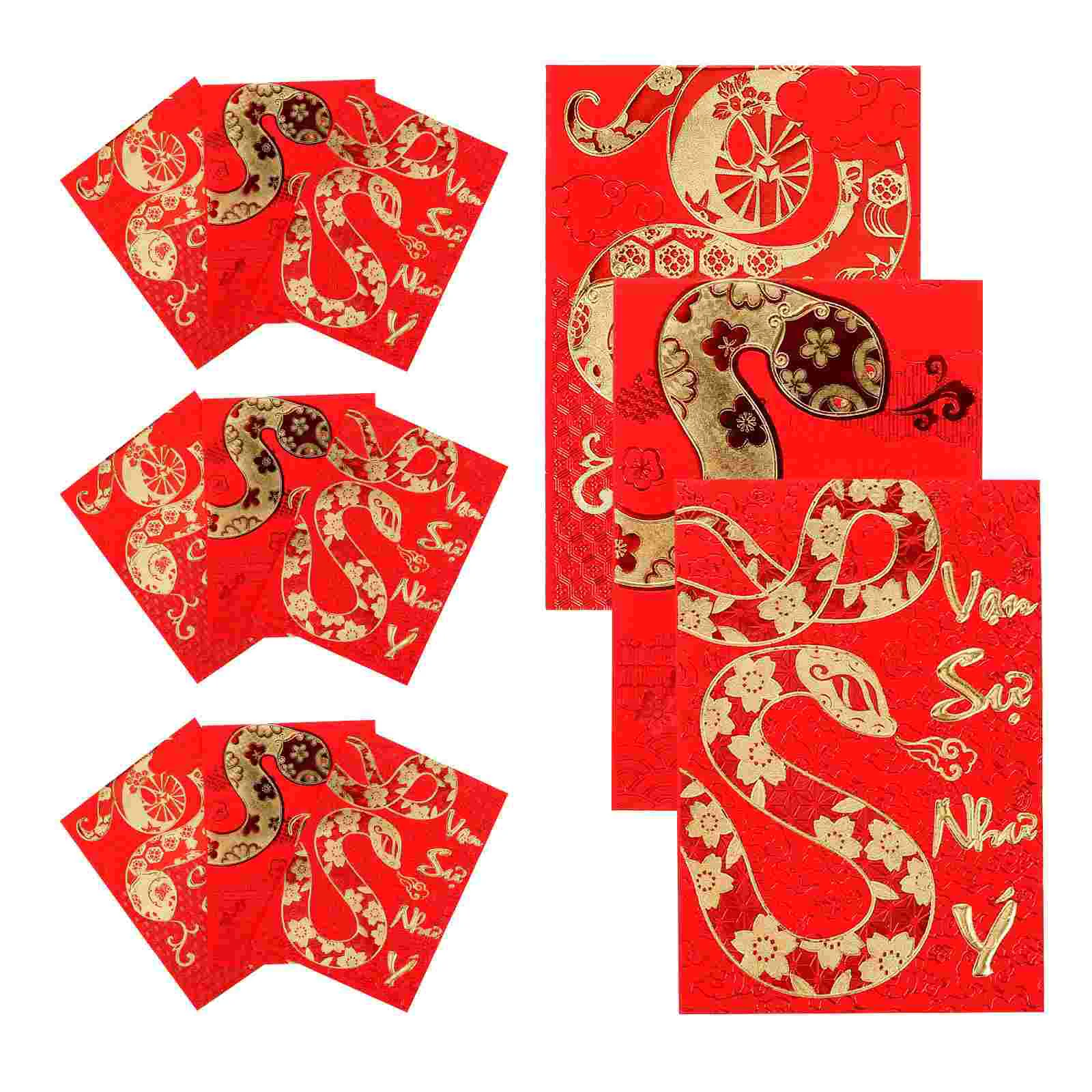 

18 Pcs Year of The Snake Spring Festival Red Envelope Money Pouches Pocket Packet Vietnamese Envelopes Gift New Short Emvelopes